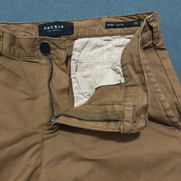 Pacsun Chino Pants Mens 31x32 Brown Los Angeles Skinny Casual Straight T themsto - Picture 7 of 16